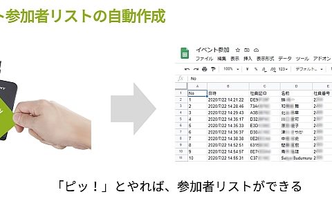 社員証タッチで参加者リストを自動作成